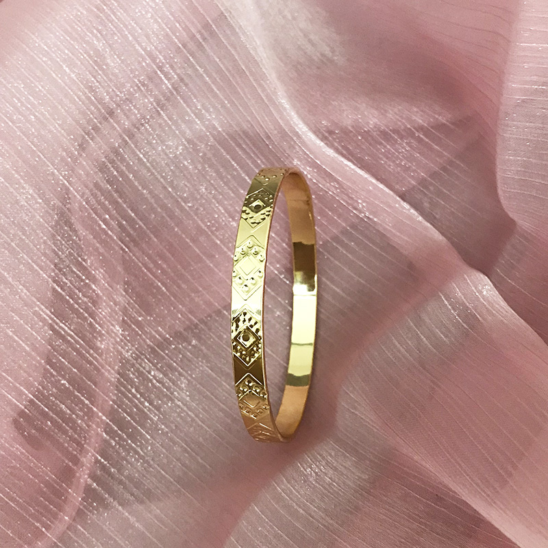 Pulsera de Metal de Dubái para mujer, abalorio de boda marroquí, joyería de muñeca de caftán fino de Color dorado, joyería de personalizada: Bañado en rodio de imitación