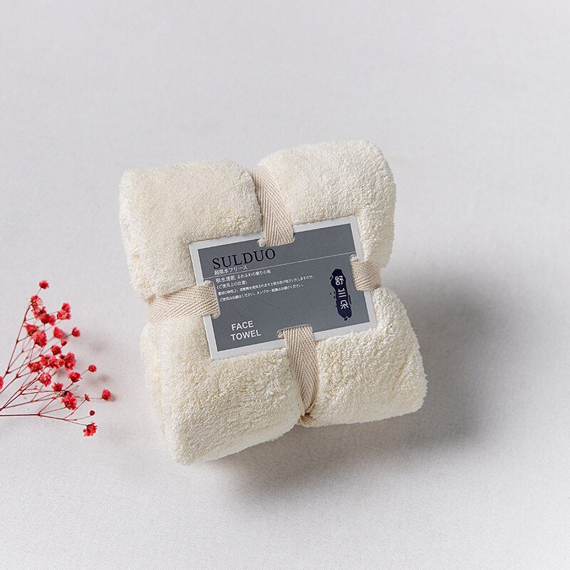 Dikker Microfiber Koraal Fluwelen Droog Haar Handdoek Zachte Super Absorberende Gym Yoga Volwassen Douche Quick Droog Thuis Keuken Gezicht handdoek: rice white