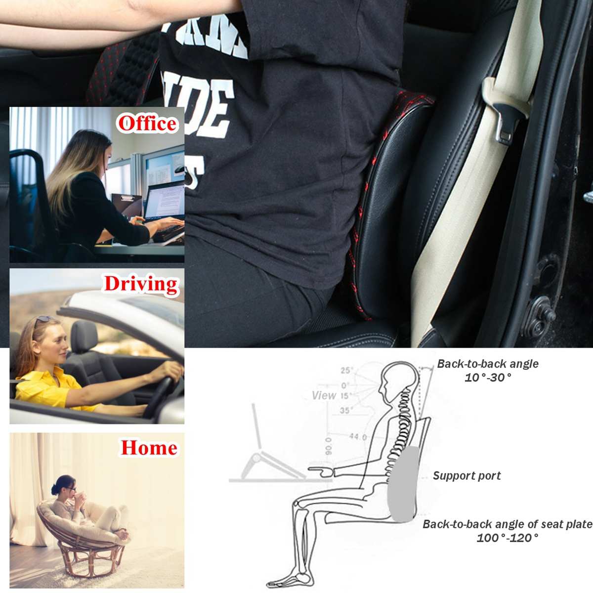 12v bilmassage lændepude bil elektrisk massagepude lændehalsmassage bilsæde rygpude taljestøtte