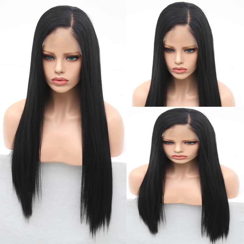 Bombshell Long Straight Synthetic Hair Lace Front Wig Heat Resistant Fiber Hair Natural Hairline Side Parting For Women Wigs