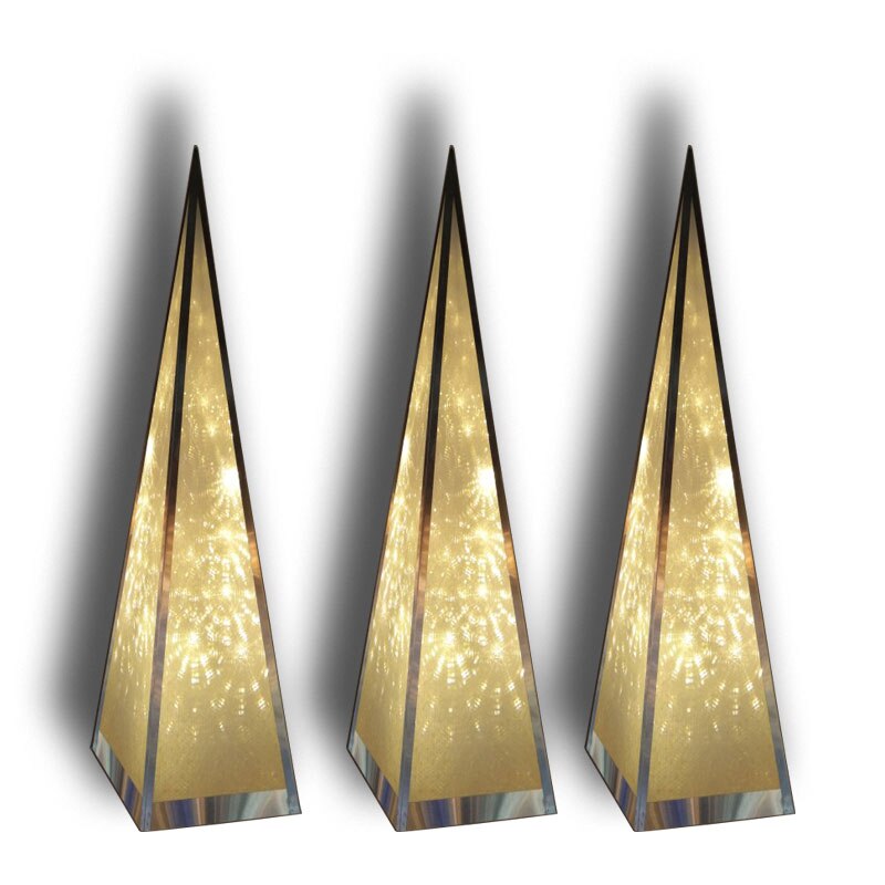Hohe 45 cm Eisen LED pyramide licht warm weiß 16 leds Dreh Schneeflocke licht Pyramide laterne drinnen: AU