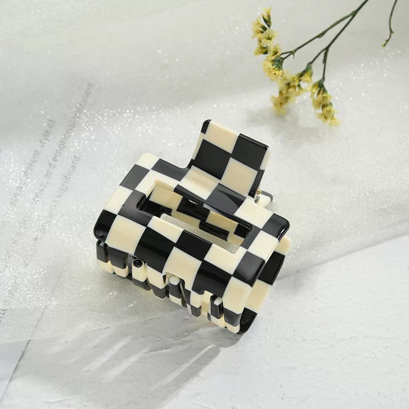 Bilandi 2021 nowa koreańska krata akrylowe spinki do włosów kwadratowy geometryczny rekin klips do włosów akcesoria do nakrycia głowy kobiety dziewczyna Drop Shipping: No 6-5cm