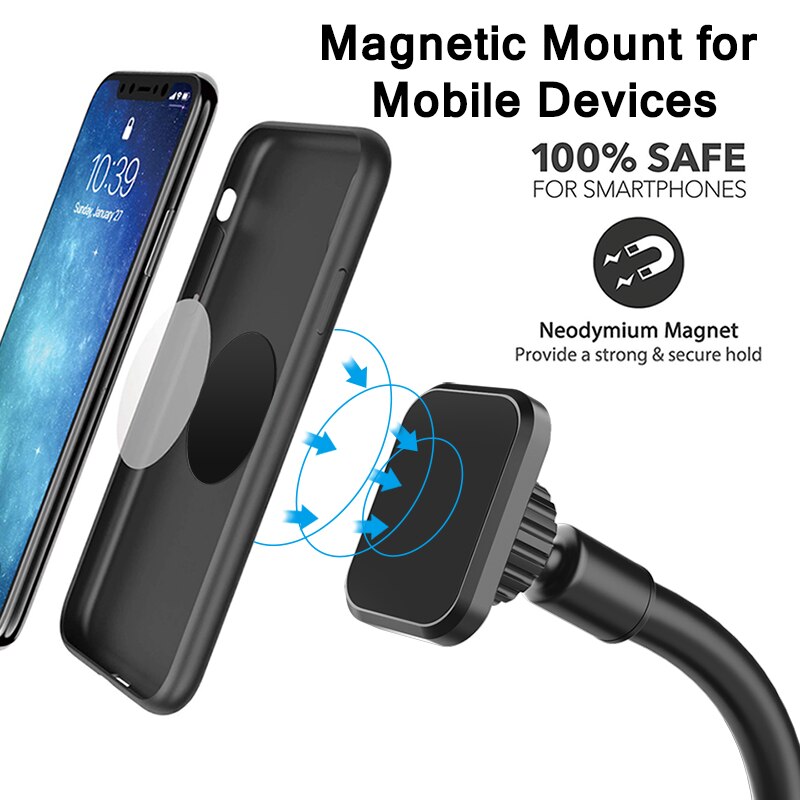 XMXCZKJ Universal Magnetic Car Cup Holder Mount for iPhone XS XS Gooseneck Car Cup Holder Magnetic Cradle Mount for Note 9/ S10+