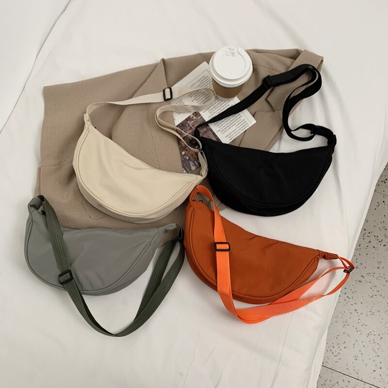 Ladies Nylon Hobos Underarm Bag Solid Color Single Shoulder Messenger Bags for Women Simple Female Daily Purse Handbags