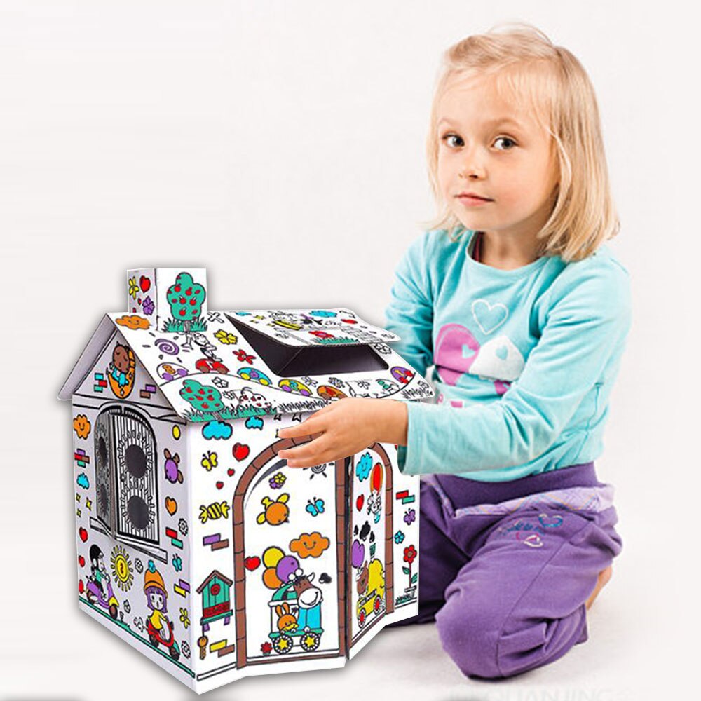 Børnefarvet graffiti leg husmaleri legetøj børn håndmalet legetøj pap farvelægning håndværk pædagogisk legetøj