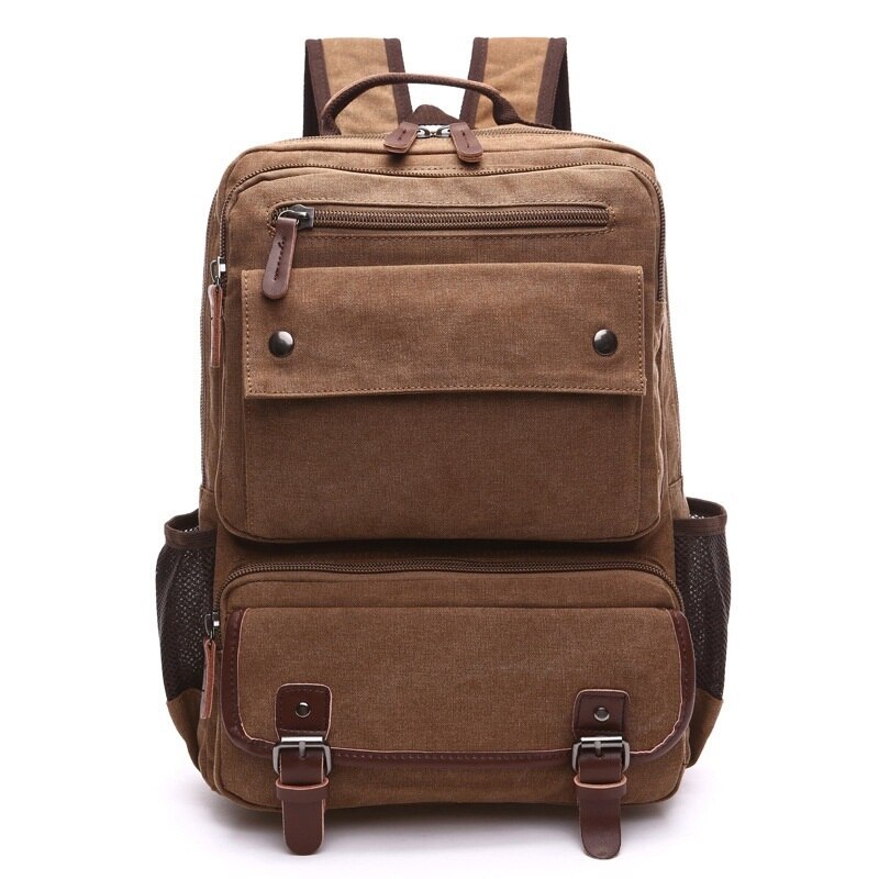 Mochila vintage de lona para hombre, bolso escolar de gran capacidad para ordenador portátil, estudiantes universitarios, para adolescentes,