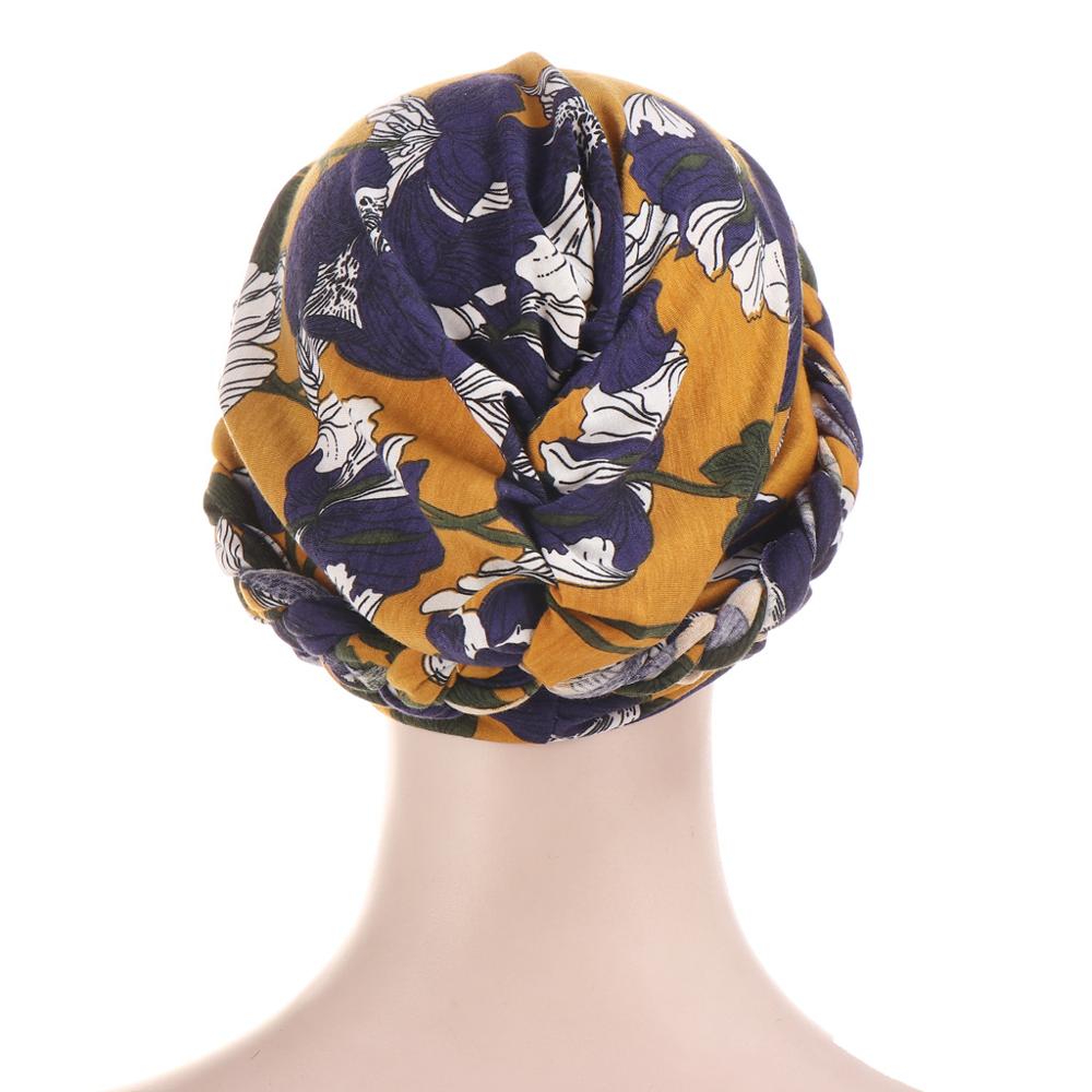 nueva impresión musulmán Hijab Turbante para las mujeres gorro estilo bohemio árabe de la hiyab interior Bonnet Femme Musulman Turbante Mujer