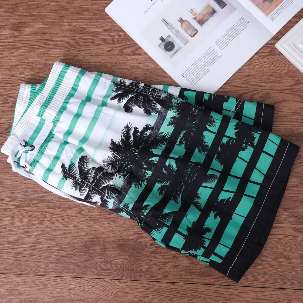 Männer Schnell Trocken Strand Shorts Palm Tree Casual Surfen Badehose mit Taschen-Größe (Gelb): Blue / 4XL