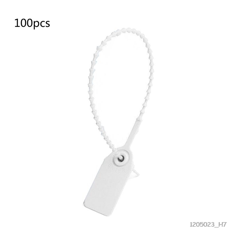 100 Stuks Wegwerp Plastic Pull-Tite Security Seals Bewegwijzering Genummerd Zelf Sloten: WHITE