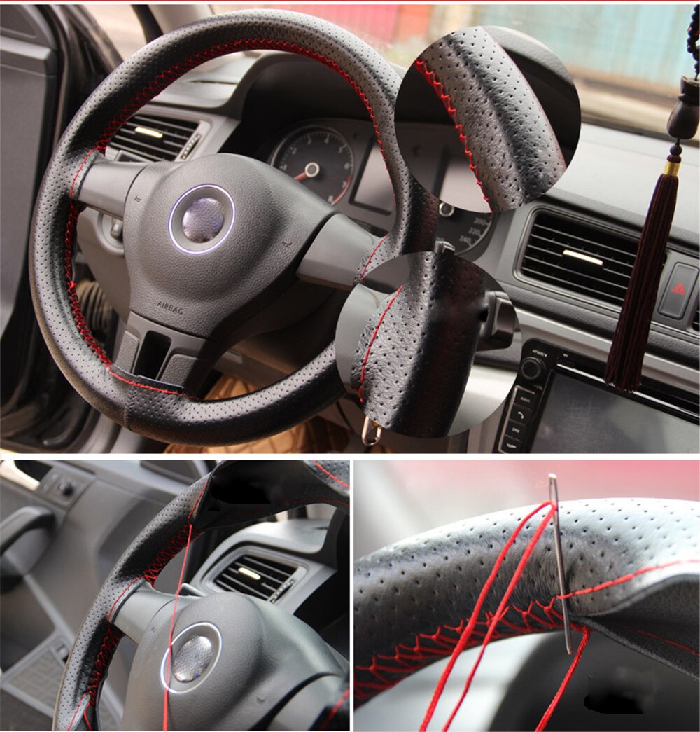 Auto Stuurhoes Ultrafijne Fiber Lederen Hand Naaien Diy Stuurwiel Covers Voor Ford Focus 2 3 Kia benz Smart Nissan