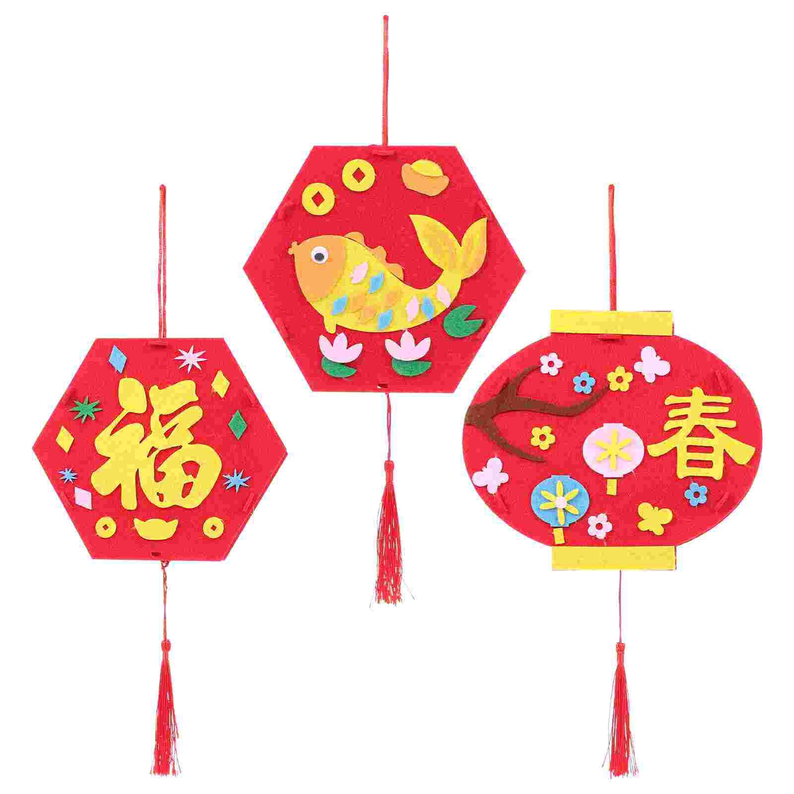 3pcs Chinese Lanterns Decorations Festival Funny Chinese Lantern Lantern DIY Material Kindergarten Decoration