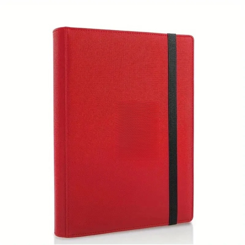 1 stk. kortbind med 9 lommer, samlekortholder, premium pu-omslag med lynlås til kort, holdbar kortfoldning fra siden: Rød