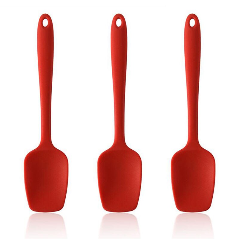 3PCS Silicone Spatula for Frying Pan Food Grade Silicone Spoon for Kitchen Spatula Non-Stick Cooking Baking Accessories Tool: Red