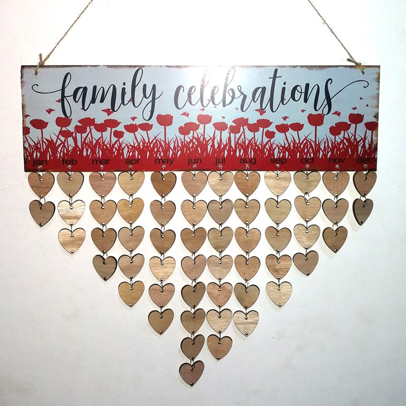 Bricolage en bois famille planche Plaque suspendue anniversaire rappel calendrier nouvel an calendrier de l'avent noël nouvel an décor: red