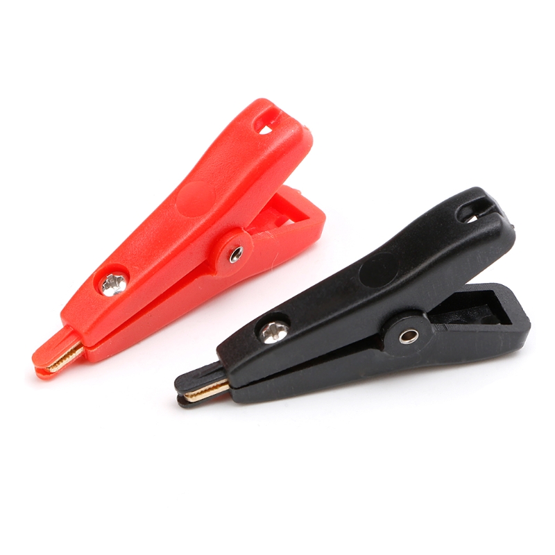 2PCS Copper Plated Alligator Clip Twee-level Test clip Vier-Klem LCR Kelvin Max Open lengte 25mm Zwart + Rood
