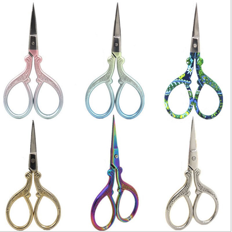 Sharp Stainless Steel Scissors Printing Pink Mini DIY Craft Scissors Fabric Cutting Sewing Scissors Office Supplies