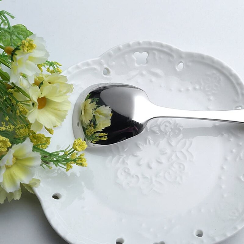 Suppeskeer i rustfrit stål, bordskeer, middagsskeer, risskeer, speciel firkant, spejlpolering, sæt  of 3