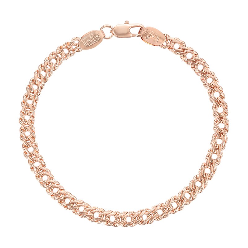 Fj Mannen Vrouwen 585 Rose Goud Kleur Wave Curb Smart Armband Link Bead Chain Sieraden