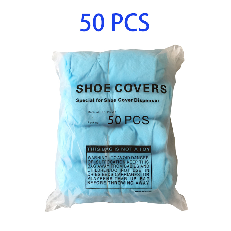 Disposable T-Buckle Overshoes for Automatic Shoe Cover Dispensers Dustproof Boot Covers Waterproof Plastic and Non-Woven Indoor: Non-woven 50pcs