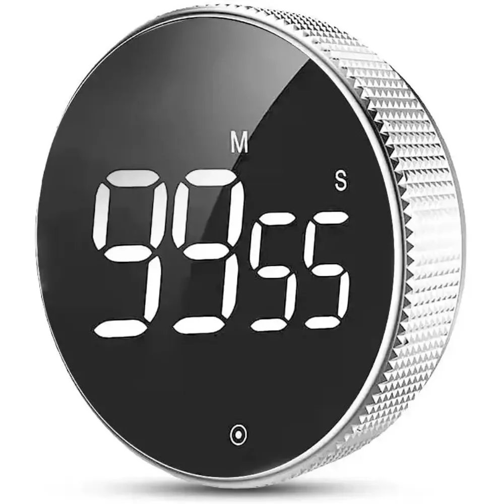 Küchentimer, digitaler Countdown, magnetischer Eieruhr zum Kochen mit Konstantlichtfunktion für Klassenzimmer, leise für Kinder und Erwachsene: Silber