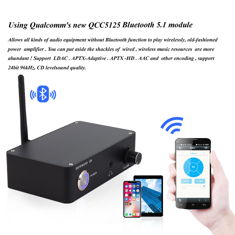 Lusya Bluetooth 5.1 Audio-ontvanger QCC5125 + 1794 Lossless Decodering Aptx Dac Ondersteuning 24bit 96Khz Met Voeding