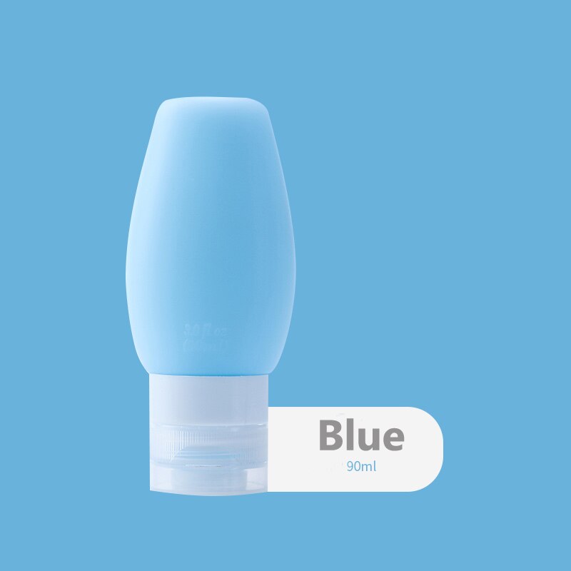Silikonerejse flasker, der kan presses, og genopfyldeligt silikonerejserør til shampoo, balsam, lotion, toiletartikler: Blå