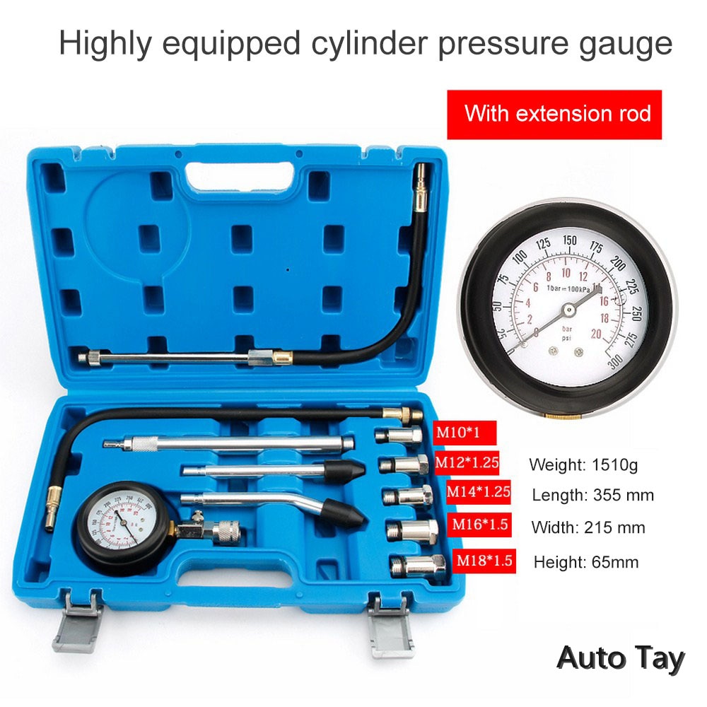 Compression Tester Professionelle Benzin Benzin Motor Zylinder Compression Tester Kit Zylinder Tester Mit M10 M12 M14 M16 M18