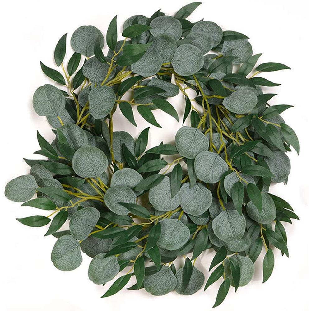 1pcs Artificial Eucalyptus Leaves Garland with Willow Vines Twigs Leaves for Wedding Party Table Runner Greenery Garland Indoor