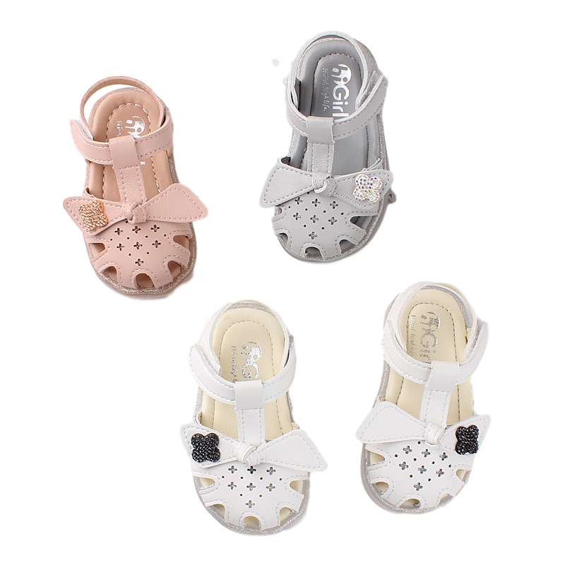 Binnenzool 12-14Cm Platte Zomer Meisje Sandalen Prinses Boog Sandalia De Baby