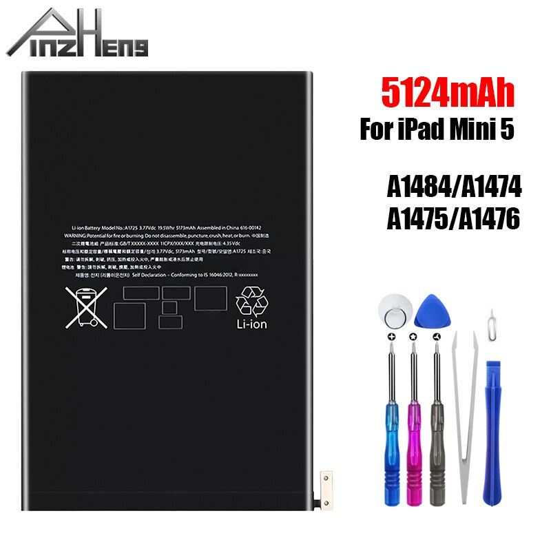 PINZHENG Tablet Battery For iPad 5 Air 1 A1474 A1475 For iPad 6 Air 2 A1893 A1566 A1567 1 Mini 2 3 4 5 Pro 9.7 10.5 12.9 Battery: For iPad Mini 5