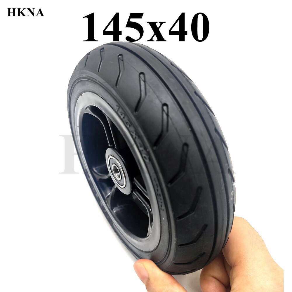 Rueda de neumático sólido 145x40 para rueda rápida F0,Jackhot Scooter Eléctrico de fibra de carbono neumático sin cámara de 5,5 pulgadas con llanta de plástico