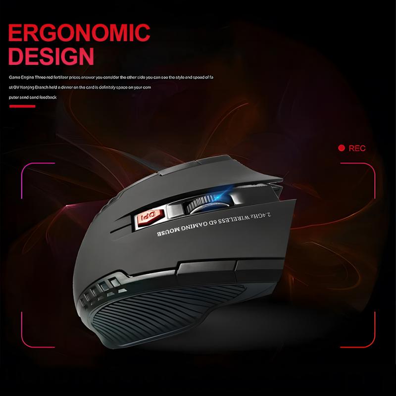 Mysz bezprzewodowa 2.4G Odbiornik USB 6 przycisków Profesjonalne myszy optyczne bezprzewodowe Mysz USB z prawym przewijaniem do laptopa PC Gamer
