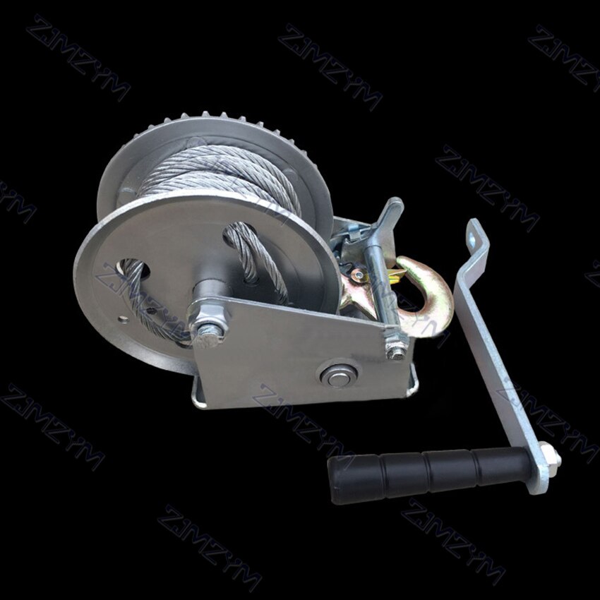 2500lbs Steel Cable Hand Winch Crank Gear Winch Atv Boat Trailer Heavy Duty Manual Winch 8m Cable Solid Wire Rope Hand Tool