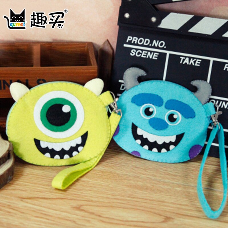 Hand Bag Large Collection Change Hand Holding Small Bag Unwoven Hand-woven Fabric Diy Material Bag Package Cut-free Purses: Monster.