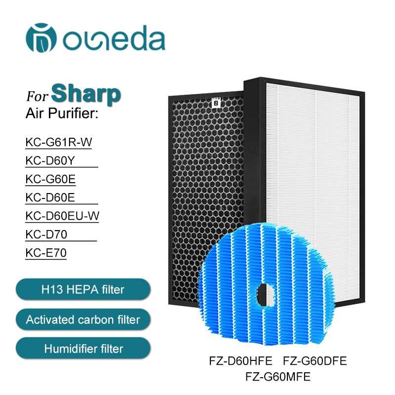 Voor Sharp Luchtreiniger KC-D61R-W KC-D60E Hepa Filter FZ-D60HFE Ontgeuren Filter FZ-G60DFE Air Bevochtigen Filter FZ-G60MFE
