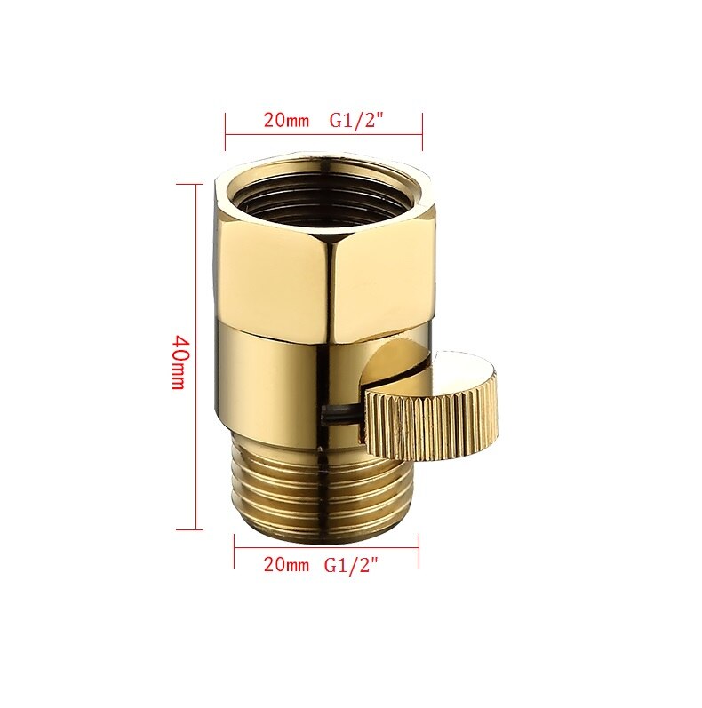 Bathroom Shower G1/2 Inch Brass Junction Water Flow Control Valve Straight-through Shut-off Angle Valve Hand shower quick switch: gold