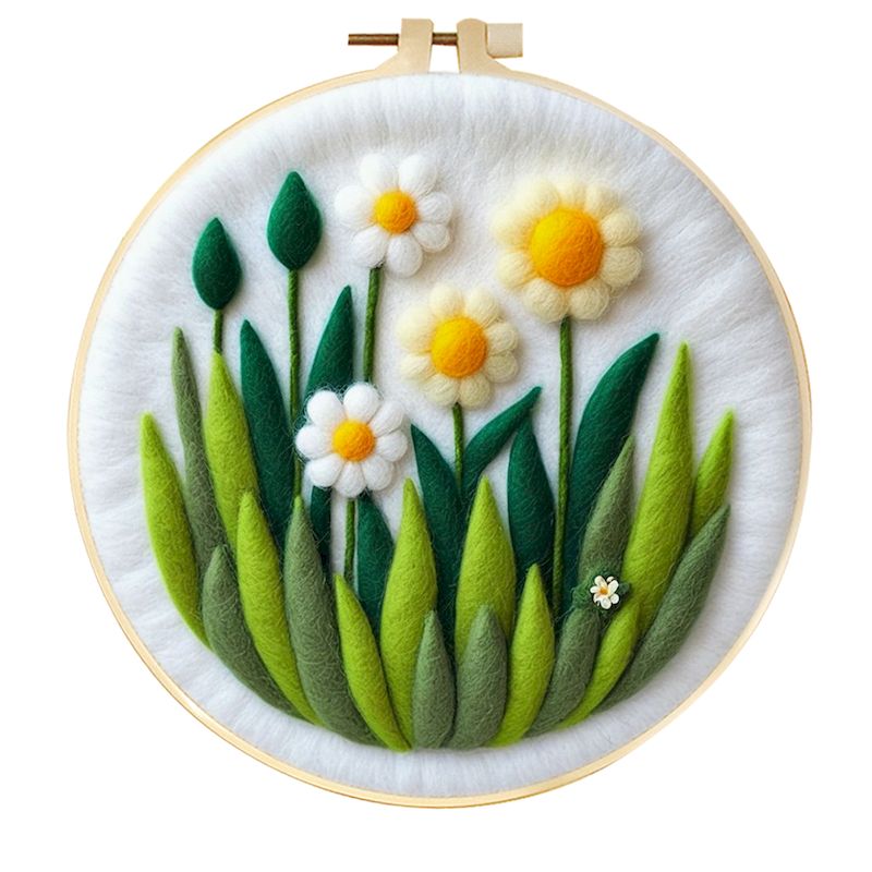 GATYZTORY Wollfilz-Gemälde, DIY-Wollstickerei-einstellen, kreative Blumenlandschaft, Wolle, Nadelfilz, Bild-einstellen, Basteln, Gemälde,: Freier Raum