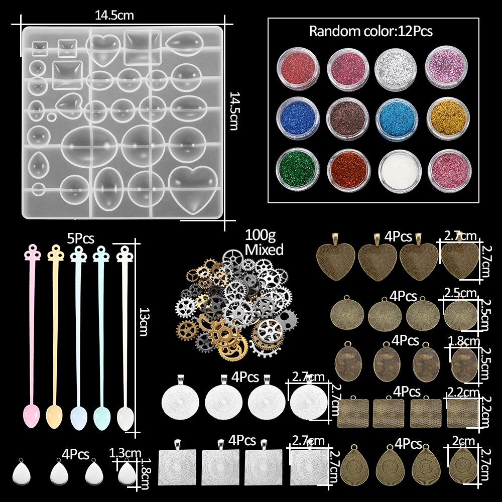 Set de moldes de silicona epoxi 300 Uds para joyería, moldes de resina UV de estilo mixto para Diy, accesorios de joyería: KT0023-10