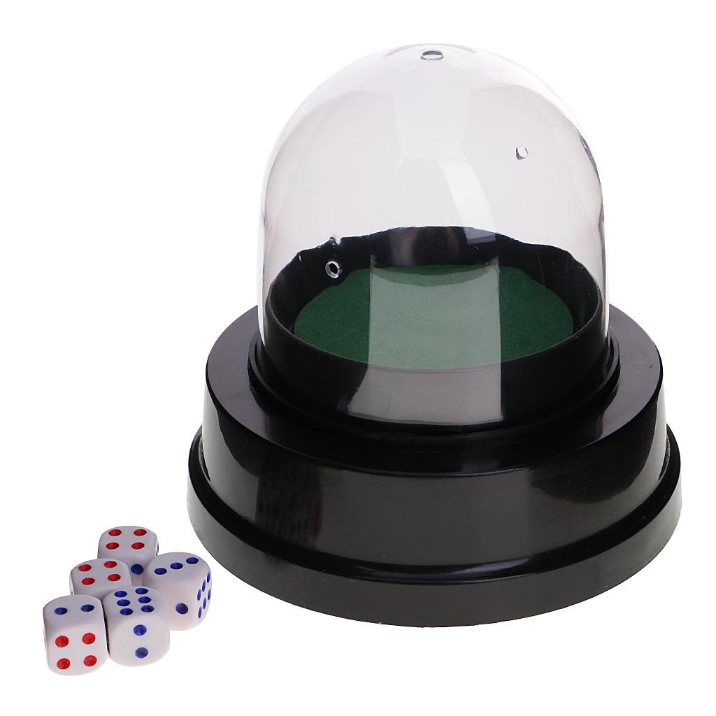 Tasse à dés électrique avec Base en feutre, 5 dés, pour jeux de Bar, Casino, fête, noir