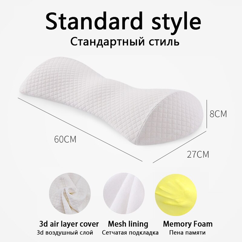 Memory Foam Zwangerschap Kussen Vrouwen Zwangere Body Ondersteuning Taille Kussen Orthopedische Side Sleeper Back Massage Kussen Beddengoed Slaap: Standard style white