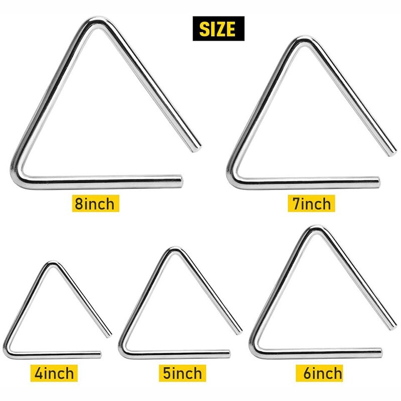 -5PCS Instruments de musique Triple angle groupe Percussion musicale Triple angle Triangolo pour enfants 4/5/6/7/8/pouce