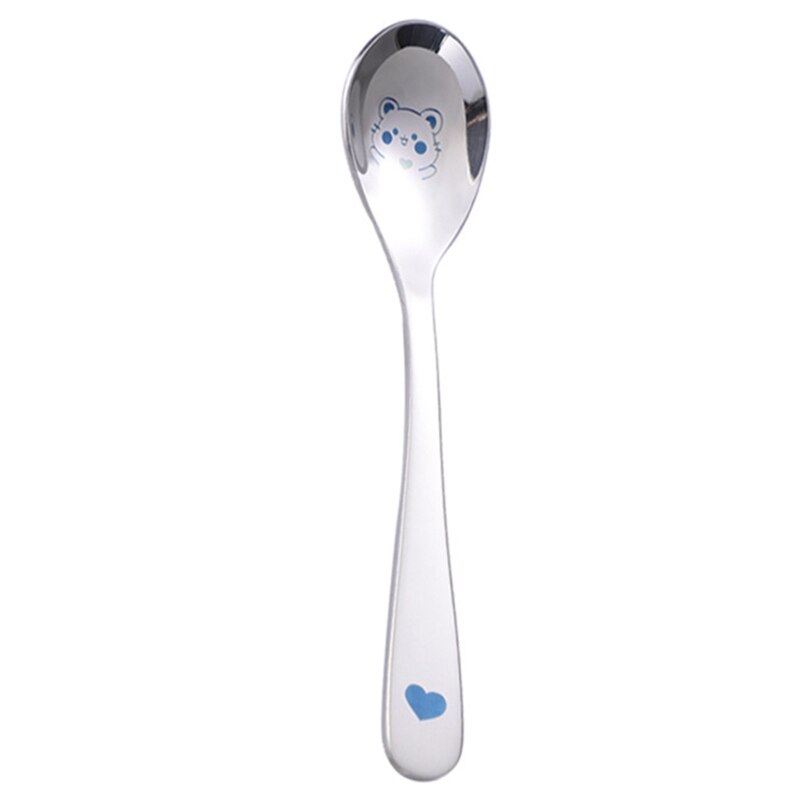 Premium Food Grade Stainless Steel Spoons Teaspoons for Home Dishwasher Safe Ergonomic Handle with Cute Animal Pattern: kitten