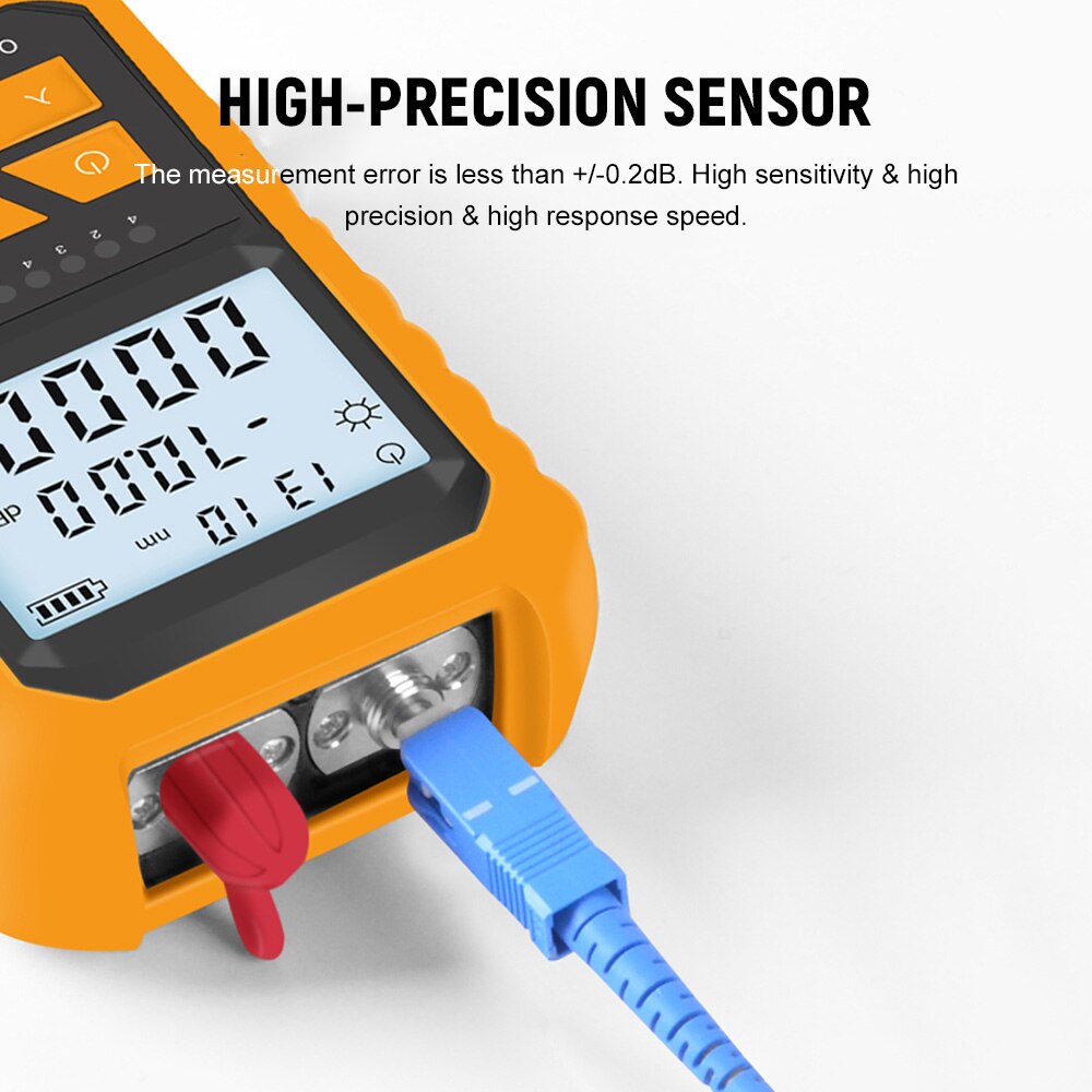 Fiber Optical Power Meter Red Light -70~+3dBm Mini Optical Power Network Cable Meter Digital Light Power Tester with Wavelength