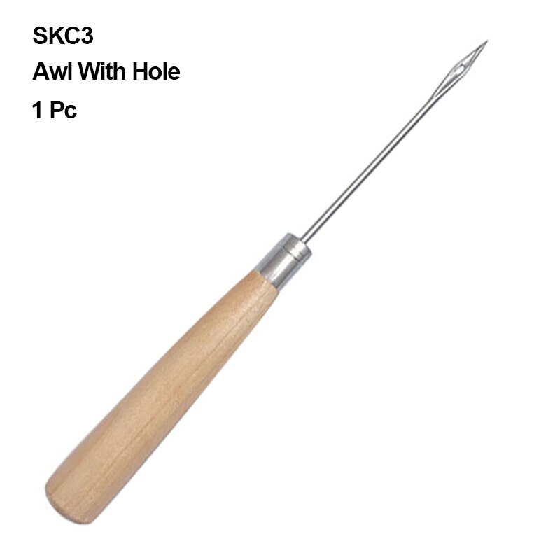 1 Pc Wooden Handle Awl Leather Stitching Awls for Home Sewing Leather Making and Punch Hole Shoes Repair Tool: Awl With Hole SKC3