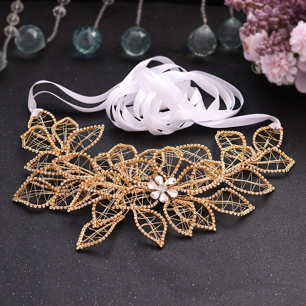 Trixy SH256-G ouro diamante cinto strass cinto cintilante para vestidos de casamento cinto champanhe ouro das mulheres ouro frisado cinto: white ribbon