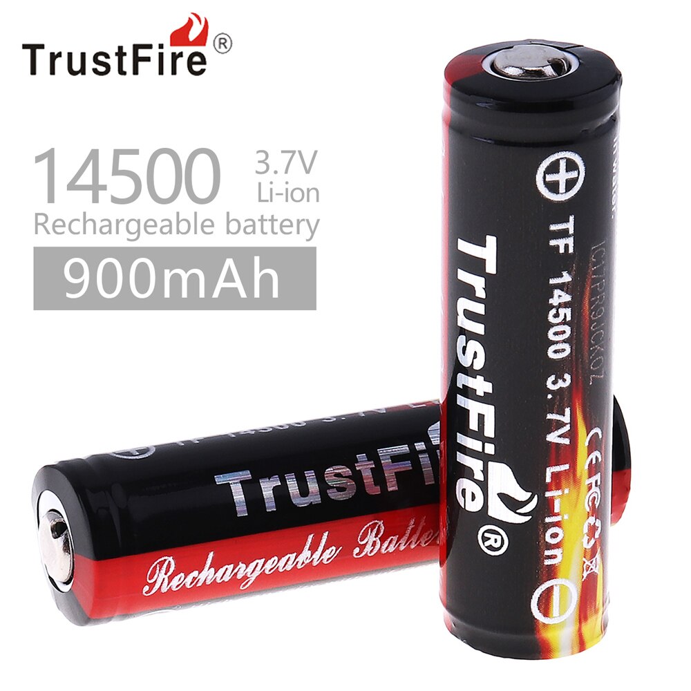 2 stuks Trustfire 14500 900 mah 3.7 V Oplaadbare Li-Ion batterij Batterijen met Bescherming Boord voor zaklamp
