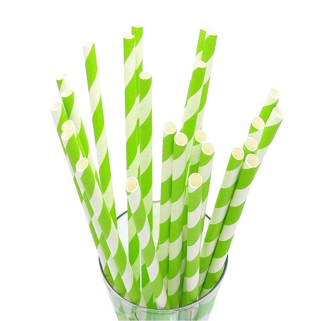 100pcs Disposable Straw Custom Juice Straws Kraft Paper Eco-friendly Wedding Party Supply Striped Paper Drinking Straws