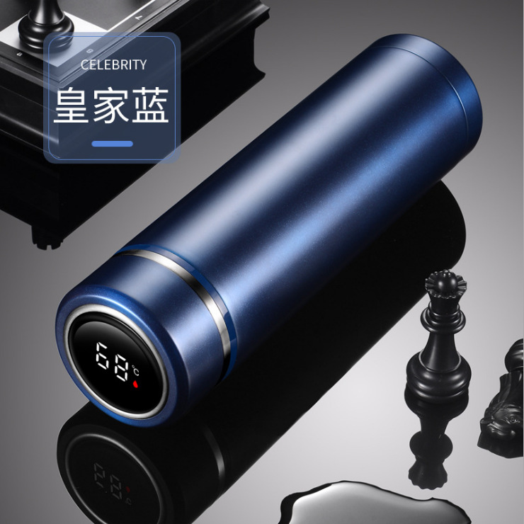 Thermos Intelligent en acier inoxydable, affichage de la température, bouteille d'eau intelligente, flacons sous vide, Thermos, tasse à café,: Royal blue