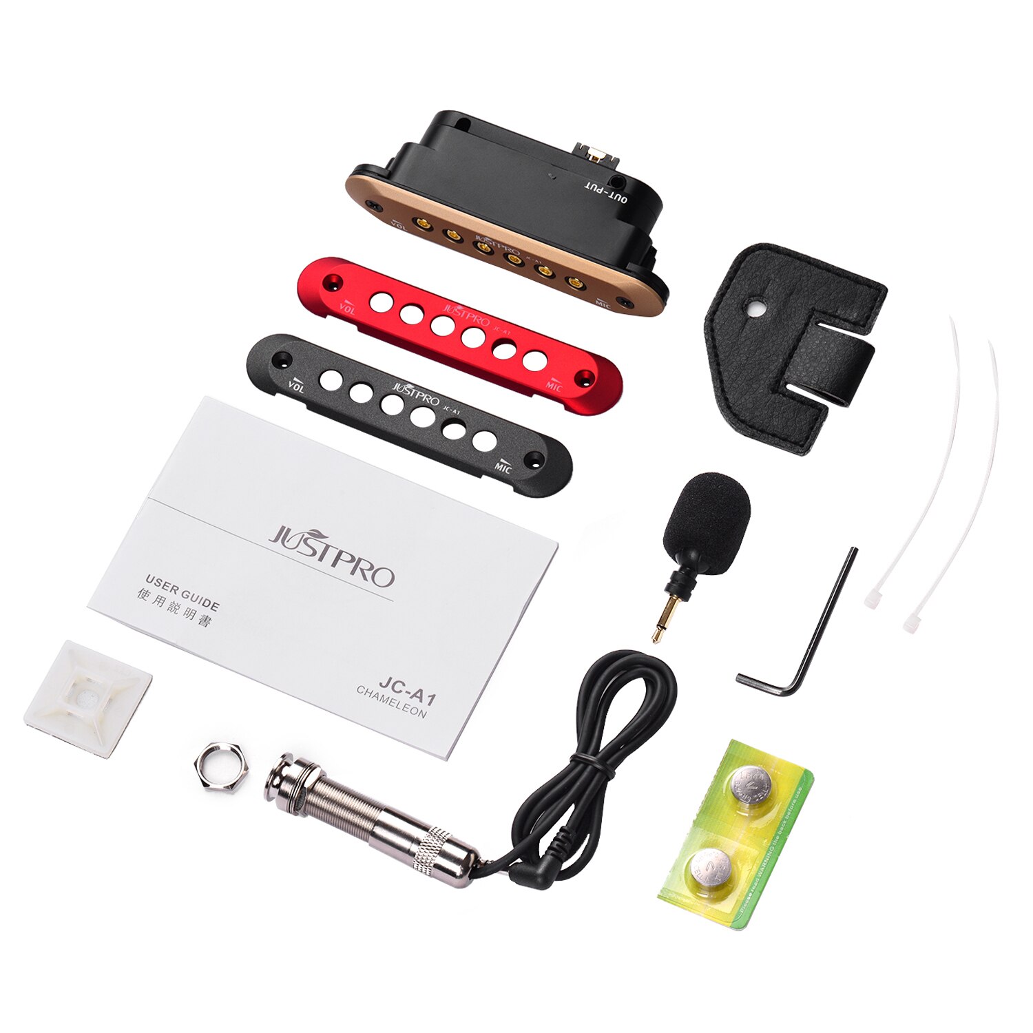 JUSTPRO JC-A1 Guitar Sound Hole Coil Pickup with Microphone with Mic and Volume Control for 39/40/41/42inch Folk Guitar
