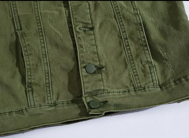 Mannen Punck Rock Stijl Groene Jeans Vest Lente Herfst Mouwloze Motorjas Plus Size Mannelijke Ripped Denim Vesten J3098